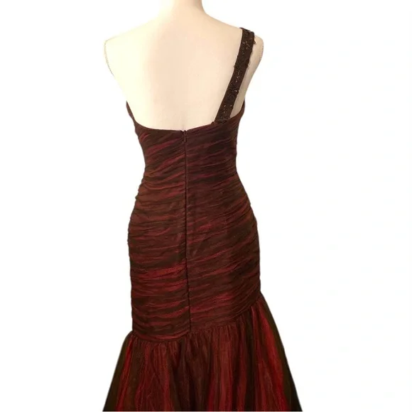 Y2K Alyce Prom Pink Brown Beaded Mermaid Prom Dress Maxi Gown Fairy Size 6